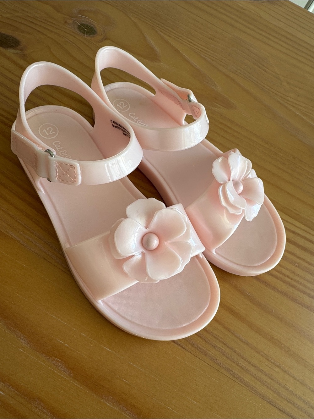 Cat and Jack Girls' Pink Floral Jelly Sandals